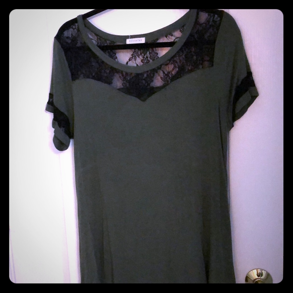 Laced top khaki green shirt